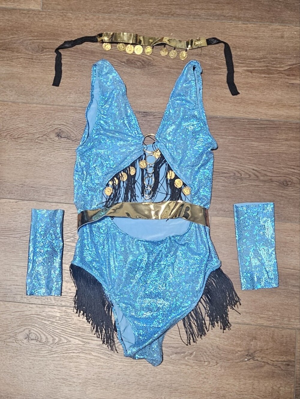 Blue & Gold Bodysuit Rave Set - Picture 5 of 9